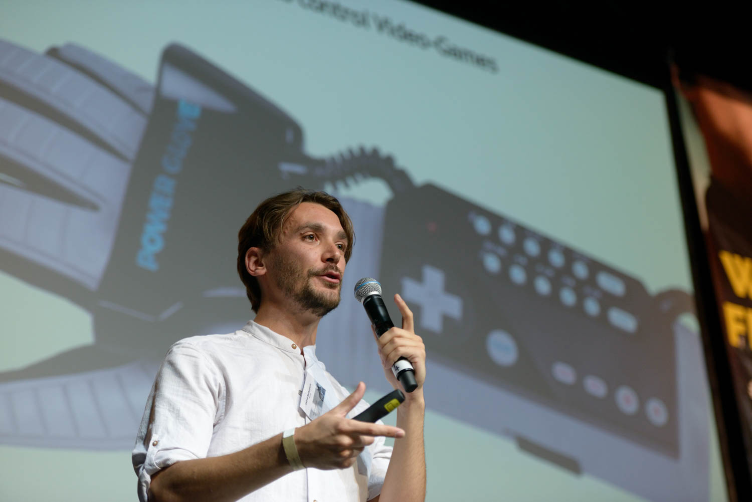 Wearables that Can Translate Your NaturalGestures into Anything: Is this the Hardware of the Future? by Andrea Baldereschi (REMIDI) at the Wear It Festival - The Conference on Wearables, fashion tech, smart clothing and consumer innovation on 19-20 June 2018 at the Kulturbrauerei Berlin - (c) Wear It Berlin / Michael Wittig, Berlin