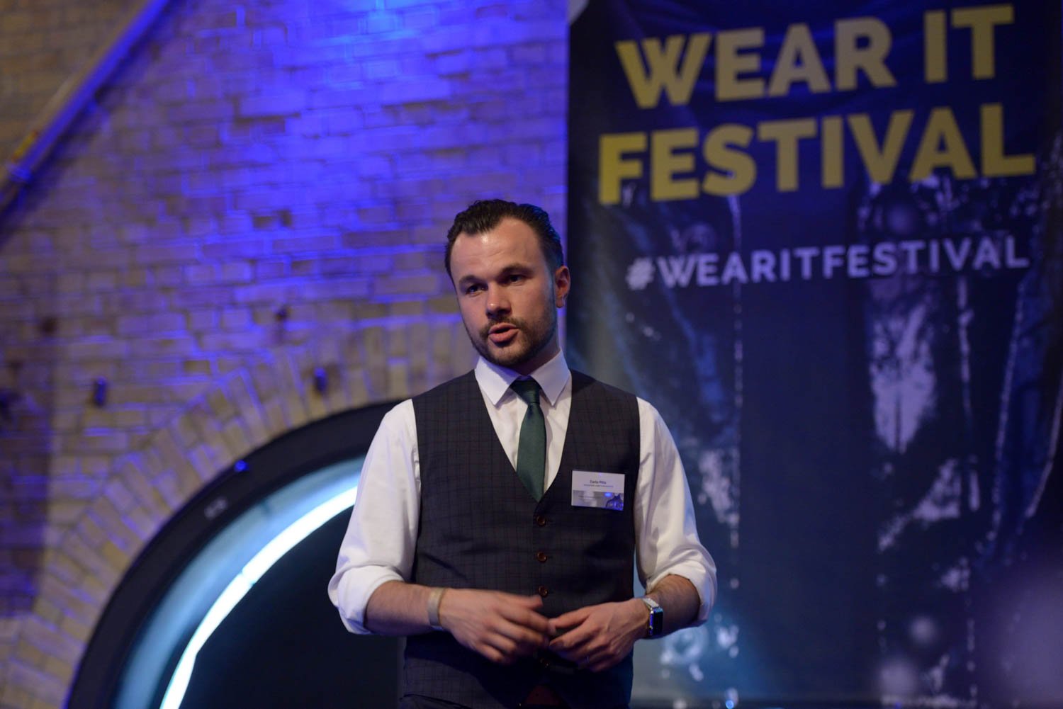 Carlo Pilz from Reuschlaw "Watch your wearable date: GDPR & the Data your smart cloth create" at Wear It Festival - The Conference on Wearables, fashion tech, smart clothing and consumer innovation on 19-20 June 2018 at the Kulturbrauerei Berlin -  (c) Wear It Berlin / Michael Wittig, Berlin