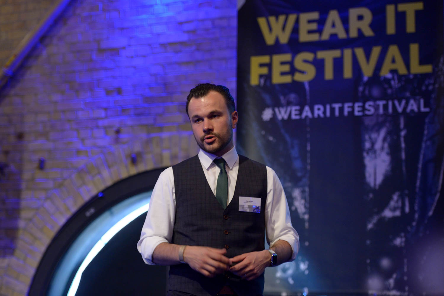 Carlo Pilz from Reuschlaw "Watch your wearable date: GDPR & the Data your smart cloth create" at Wear It Festival - The Conference on Wearables, fashion tech, smart clothing and consumer innovation on 19-20 June 2018 at the Kulturbrauerei Berlin -  (c) Wear It Berlin / Michael Wittig, Berlin