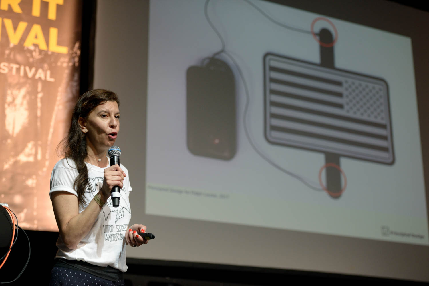 Embodied Interactions: Wearables, Ethics
and Shaping Connections by Despina Papadopoulos (PRINCIPLED DESIGN) at the Wear It Festival - The Conference on Wearables, fashion tech, smart clothing and consumer innovation on 19-20 June 2018 at the Kulturbrauerei Berlin - (c) Wear It Berlin / Michael Wittig, Berlin