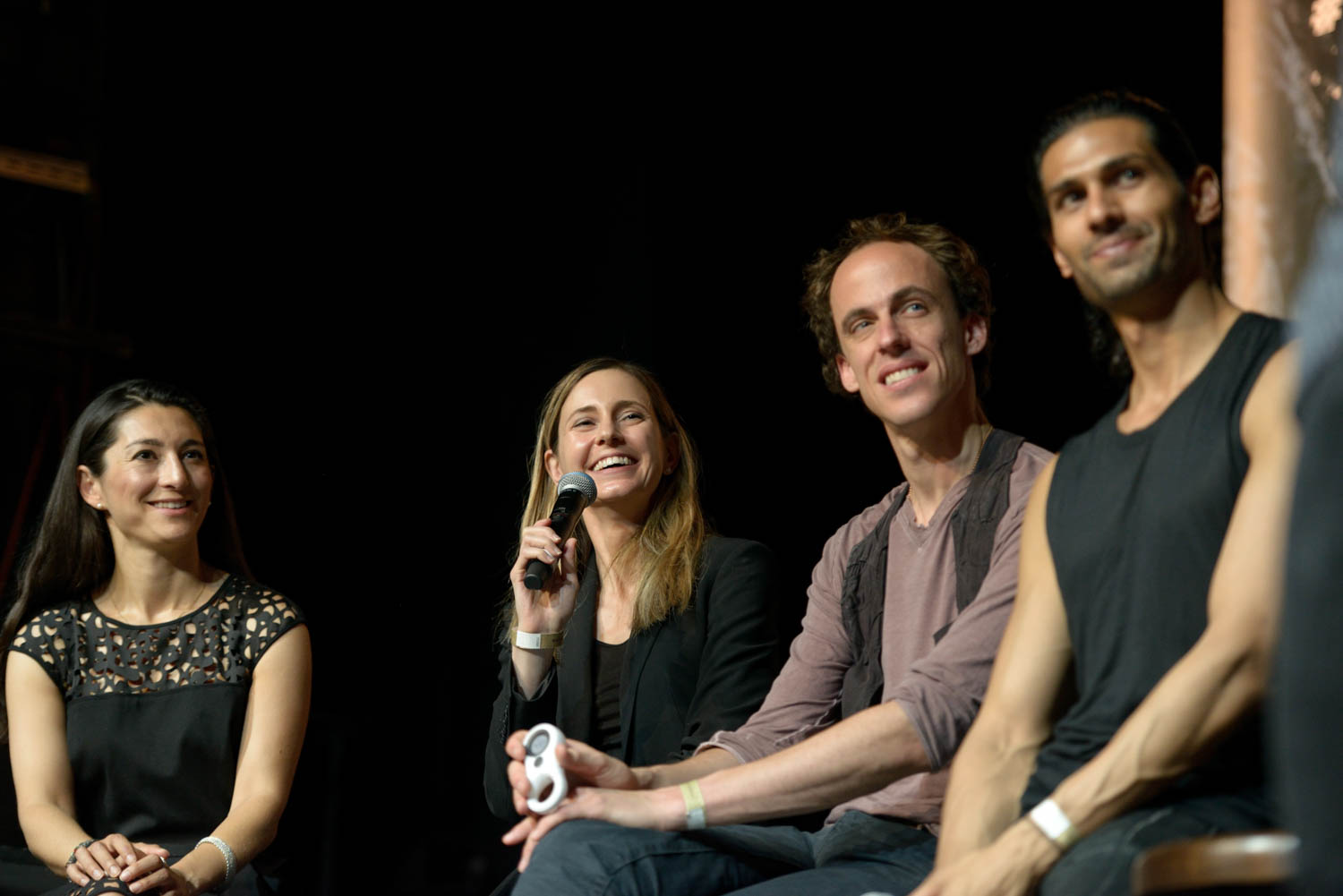 Investors meet Startups on Stage: Shape it till you break it! with Nicole Cifani (MATRIX INDUSTRIES), Rishi Patel (PLUS EIGHT EQUITY PARTNERs), Justin Lange (LYNQ) and Kiana Mardi (ALSTIN) at the Wear It Festival - The Conference on Wearables, fashion tech, smart clothing and consumer innovation on 19-20 June 2018 at the Kulturbrauerei Berlin - (c) Wear It Berlin / Michael Wittig, Berlin