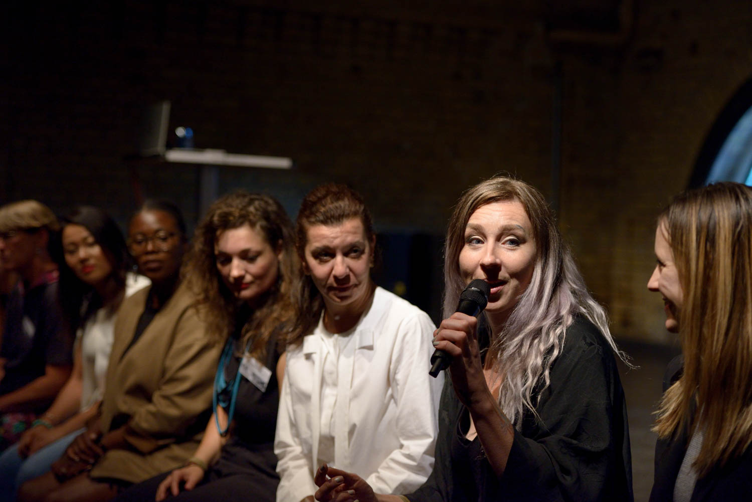 Women in Tech - Ignite Talks with Edwina Huag (Vivify Textiles), Sabine Faller (ZKM Karlsruhe), Rachel Freier (Rachel Freier Studio), Despina Papadopoulos (Principled Design), Muchaneta Kampfunde (Fashnerd), Nicole Cifani (Matrix Industries), Susan Danziger (Ziggeo), Sabine Engelhardt (Daimler)  and Moon Ribas (Cyborg Foundation) at the Wear It Festival - The Conference on Wearables, fashion tech, smart clothing and consumer innovation on 19-20 June 2018 at the Kulturbrauerei Berlin - (c) Wear It Berlin / Michael Wittig, Berlin