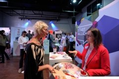 Julia Krüger (right, BERLIN PARTNER) in the Exhibition Hall at the Wear It Festival - The Conference on Wearables, fashion tech, smart clothing and consumer innovation on 19-20 June 2018 at the Kulturbrauerei Berlin - (c) Wear It Berlin / Michael Wittig, Berlin