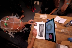 Performance: The Musical Brain by Ulf Schöneberg (THE UNBELIEVABLE MACHINECOMPANY) at the Wear It Festival - The Conference on Wearables, fashion tech, smart clothing and consumer innovation on 19-20 June 2018 at the Kulturbrauerei Berlin - (c) Wear It Berlin / Michael Wittig, Berlin